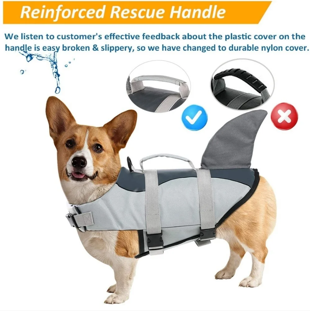 Shark life jacket for dogs M - Picture 3 of 7